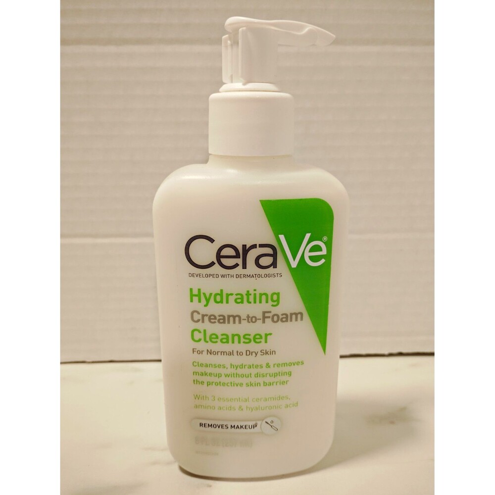 CeraVe Hydrating Cream-to-Foam Cleanser Normal Skin Fragrance Free HA 8 fl oz